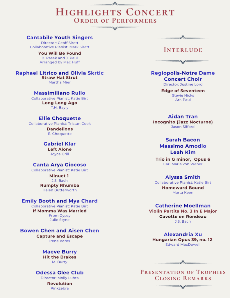 2026 Highlights Concert Newsletter